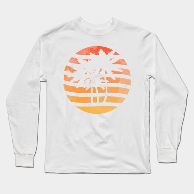 Palm Trees Cool Abstract Sunset Grunge Long Sleeve T-Shirt by ddtk